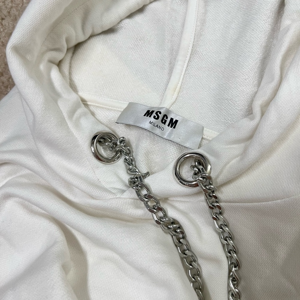 white chain hoodie